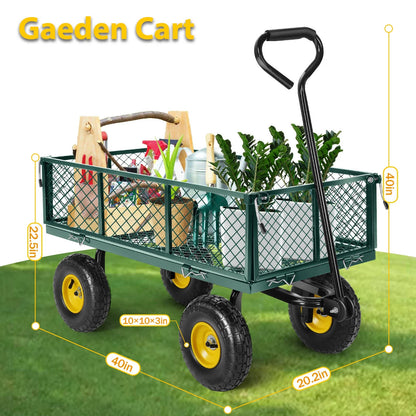 Farmdex Steel Mesh Garden Cart with 10" Tires Wagon Cart Newest Garden Utility Carts Heavy Duty 660LBS Capacity Folding Utility Wagon with Removable Sides, Garden Wagon for Yard
