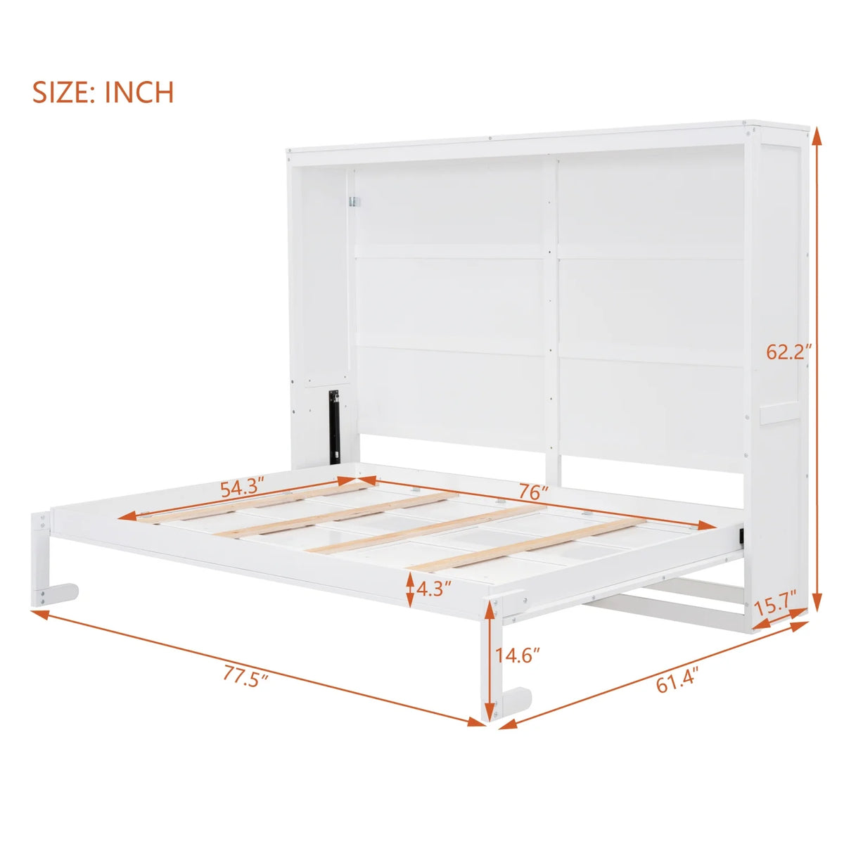 Harper & Bright Designs Full Size Murphy Bed Space-Saving Foldable Wooden Wall Bed with a Shelf for Guest Room Home Office, Gray