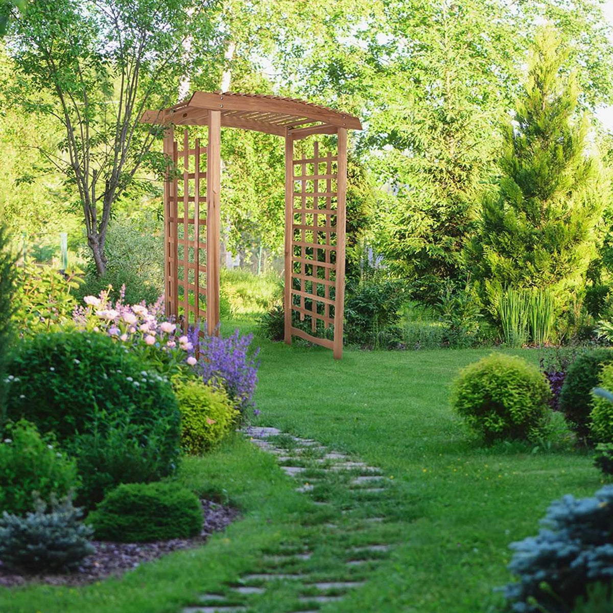 All Things Cedar PA106 Pagoda Wedding Arbor - Elegant Garden Arch for Weddings and Landscapes