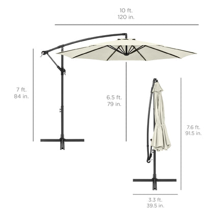 Best Choice Products 10ft Offset Hanging Outdoor Market Patio Umbrella w/ Easy Tilt Adjustment - Tan