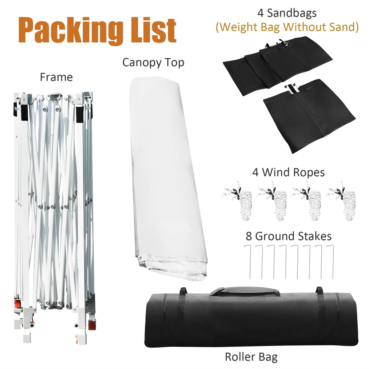 Patiojoy 10x17ft Pop up Canopy  3 Height Adjustment Folding Tent with Roller Bag White