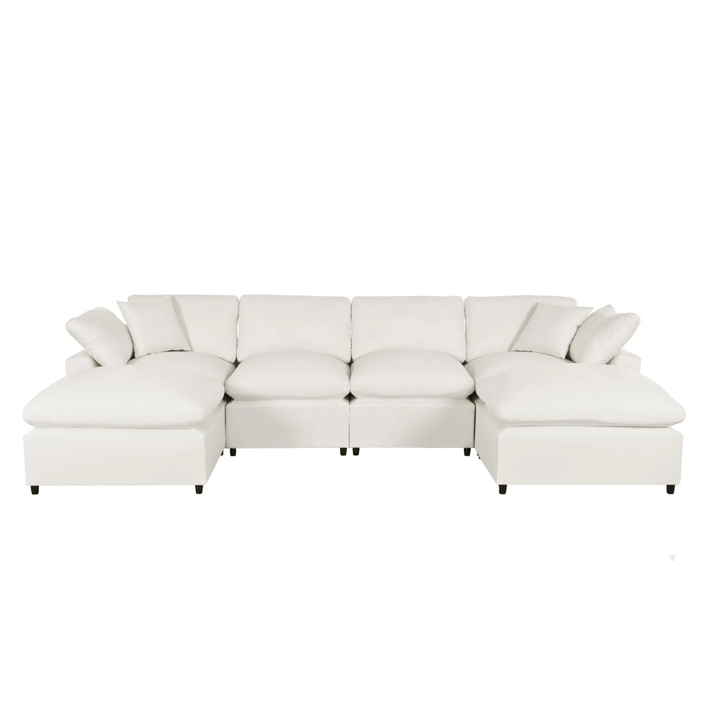Harper & Bright Designs Convertible Modular Sectional Sofa with 2 Removable Ottomans & Pillows, Large U Shape Cloud Couch with Reversible Chaise for Living Room, Grey
