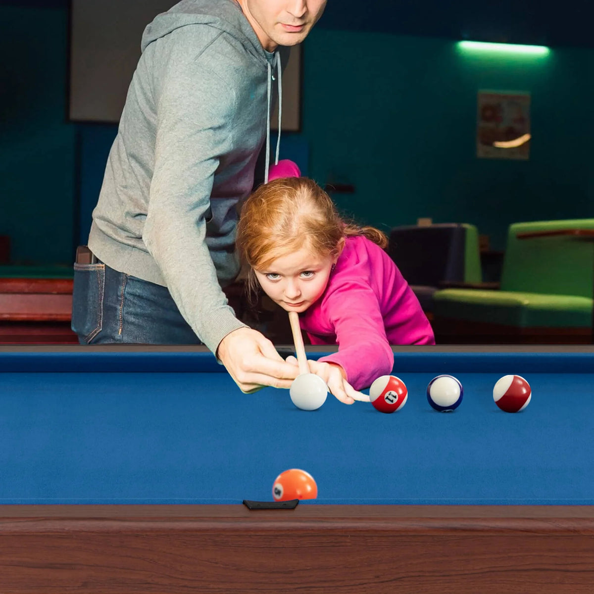 Costway 48" Pool Table for Kids & Adults with Full Set of Balls 2 Cue Sticks 2 Chalks Green
