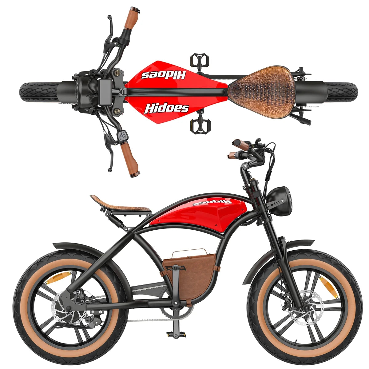 Hidoes B10 Electric Mountain Bike for Men/Woman 1000W Adult Electric Bicycle 20" Fat Tire Off Road E-bike with Removable Battery up to 28 mph,Free Shipping, Red