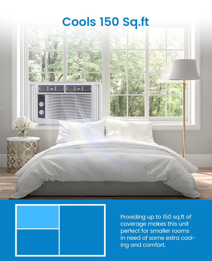 Garvee 5000 BTU Window Air Conditioner,Fast Cooling for Rooms up to 150 Sq. ft,Window Ac Unit with 7 Level Temperature Setting,White