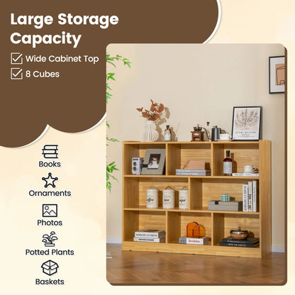 Costway 3-tier Open Bookcase 8-Cube Floor Standing Storage Shelves Display Cabinet White