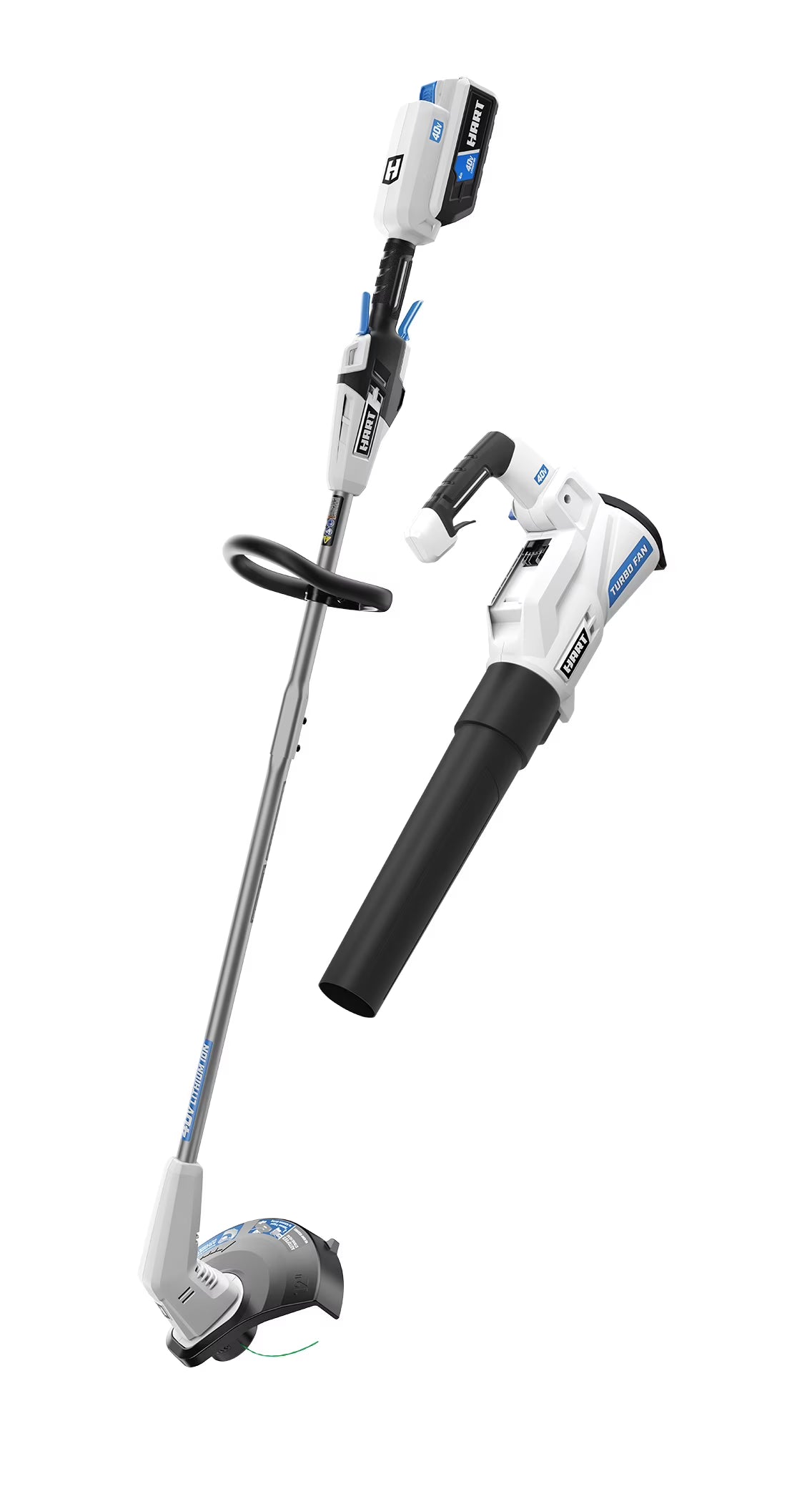 HART 40V 12" String Trimmer and Blower Combo Kit, Generation Two, (1) 4.0Ah Lithium-Ion Battery