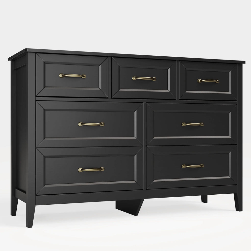 Lofka 47.2" Dresser for Bedroom with 6 Double Drawers, Farmhouse Wood Storage Cabinet with Smooth Metal Handle