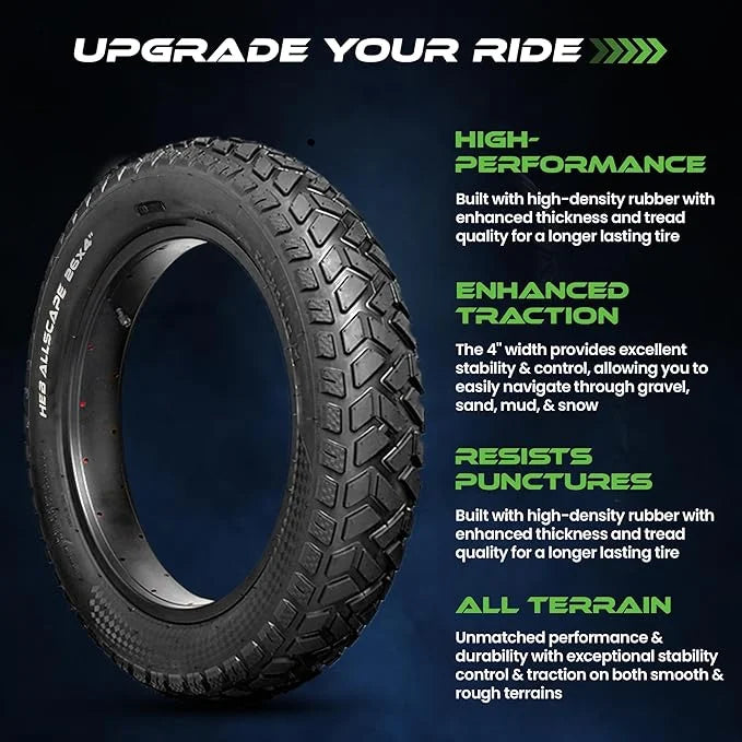 HEB ALLSCAPE Heavy Duty 20x4 Bike Tire + Tube - Includes 2 Tires for Optimal Performance