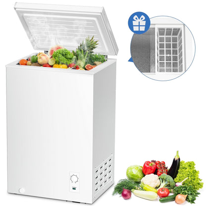 Auseo 2.5 cu. ft. Chest Freezer with 2 baskets Free Standing Top open Door Deep Compact Freezer Suitable for Home/RV/Kitchen/Office-Black