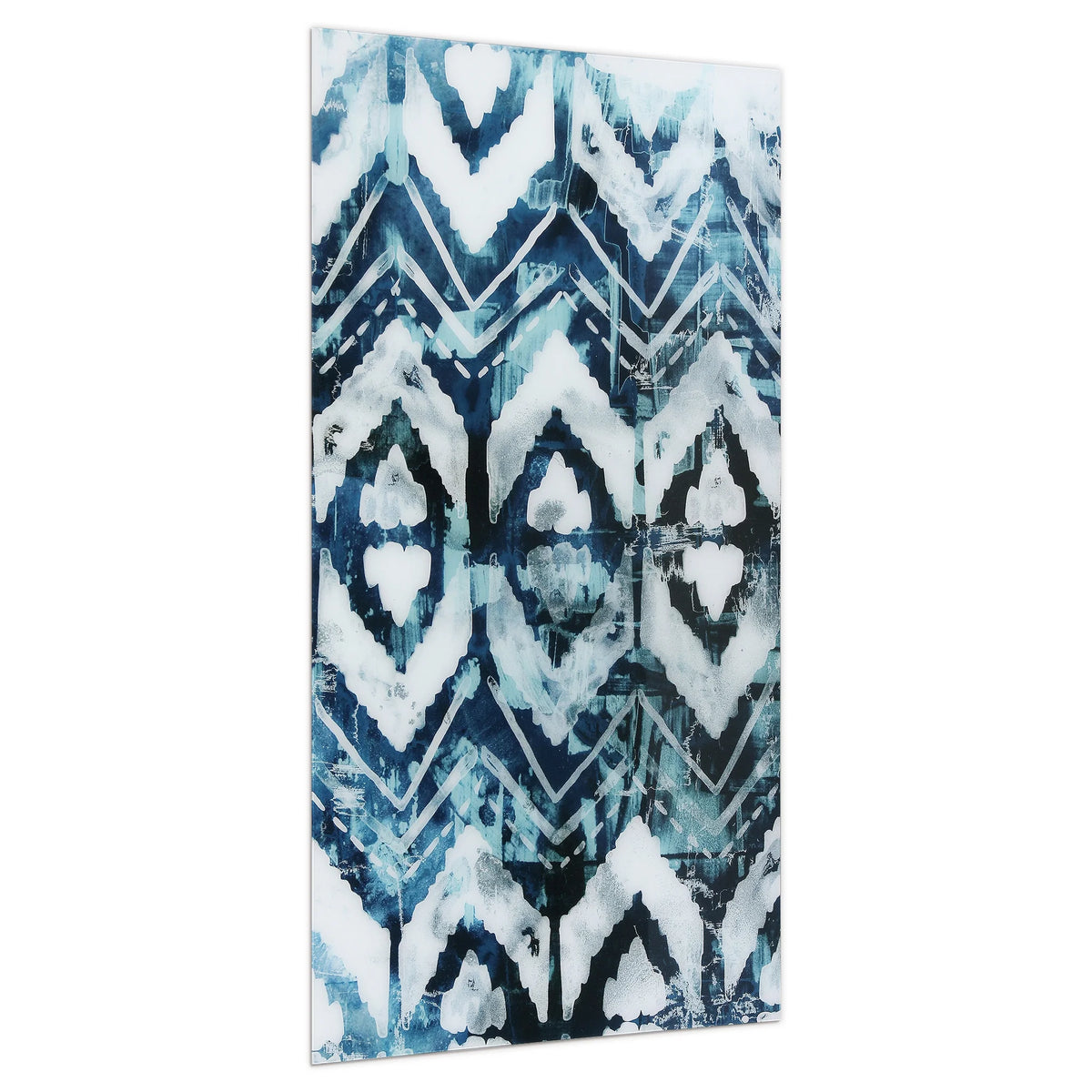 Empire Art Direct Blue Splash Frameless Free Floating Tempered Glass Panel Graphic Wall Art, 72" x 36", Ready to Hang