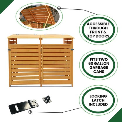 Hanover Outdoor 4.9 ft. x 4 ft. Wooden Trash Bin and Recyclables Storage Shed - HANWS0103-NAT