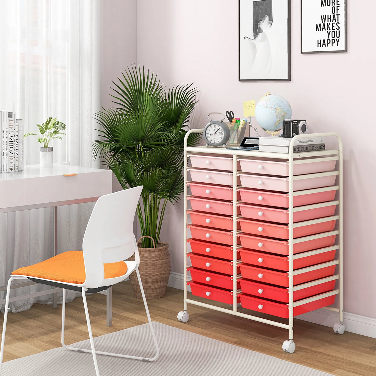 Gymax Office Rolling Cart 20 Storage Drawers Scrapbook Paper Studio Organizer Mutlicolor