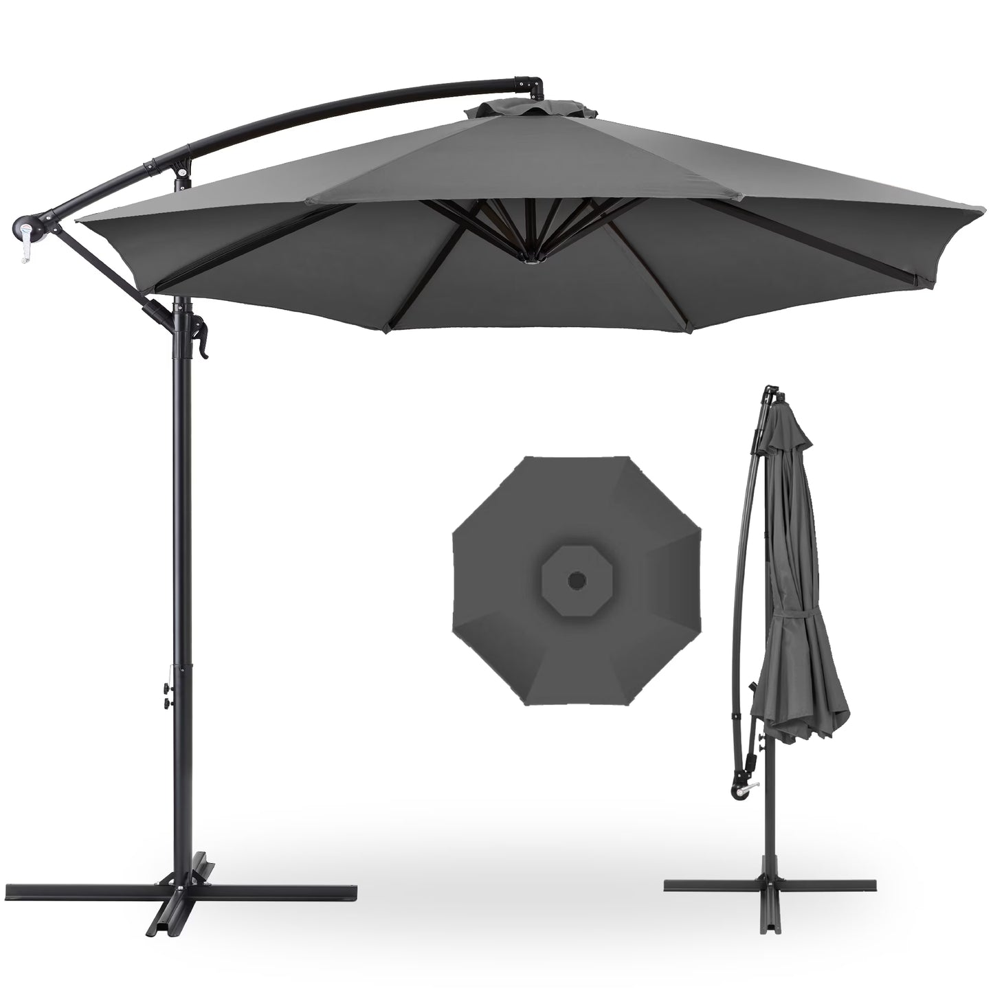 Best Choice Products 10ft Offset Hanging Outdoor Market Patio Umbrella w/ Easy Tilt Adjustment - Tan