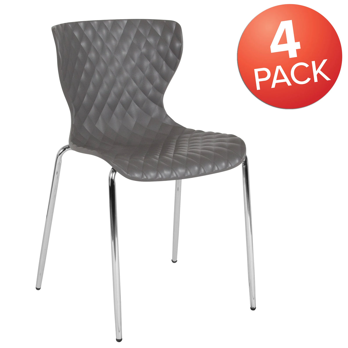BizChair 4 Pack Contemporary Design Orange Plastic Stack Chair