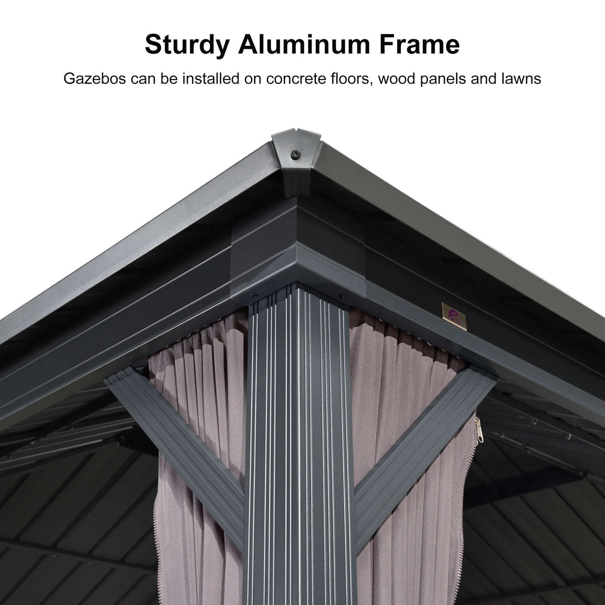 PURPLE LEAF 8' X 8' Gazebo Outdoor Gazebo Permanent Hardtop Gazebo with Galvanized Steel Double Roof for Patio Backyard Deck Aluminum Gazebo with Netting and Curtains Grey