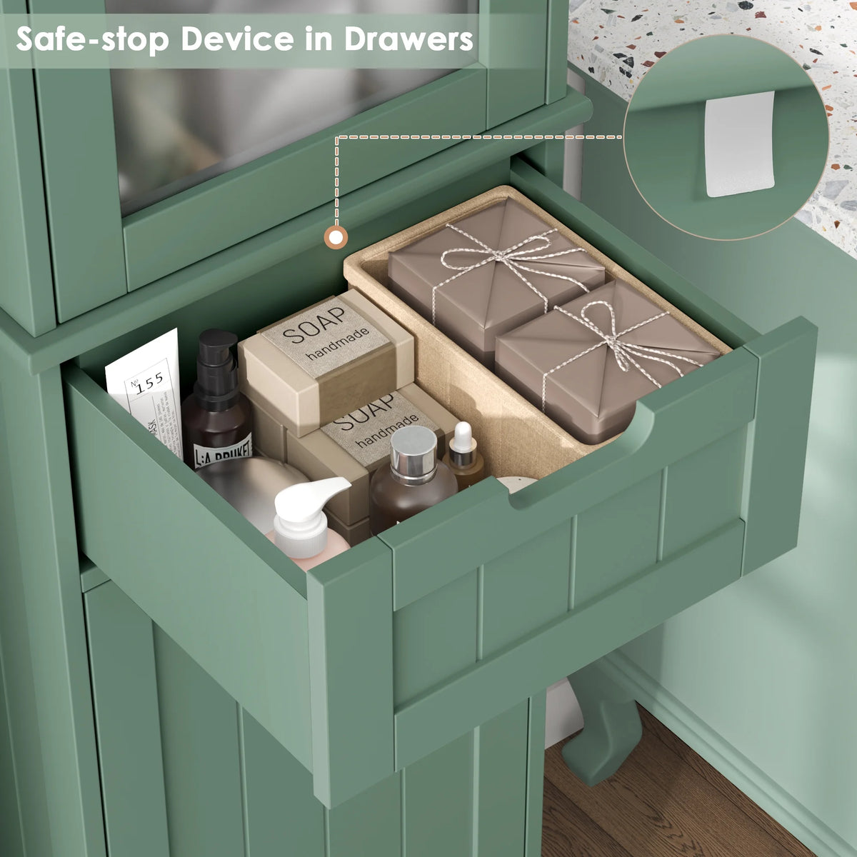 Homfa Bathroom Storage Tower, Narrow Linen Cabinet with Door and Drawers, Tall Bathroom Storage Cabinet for Small Spaces, White