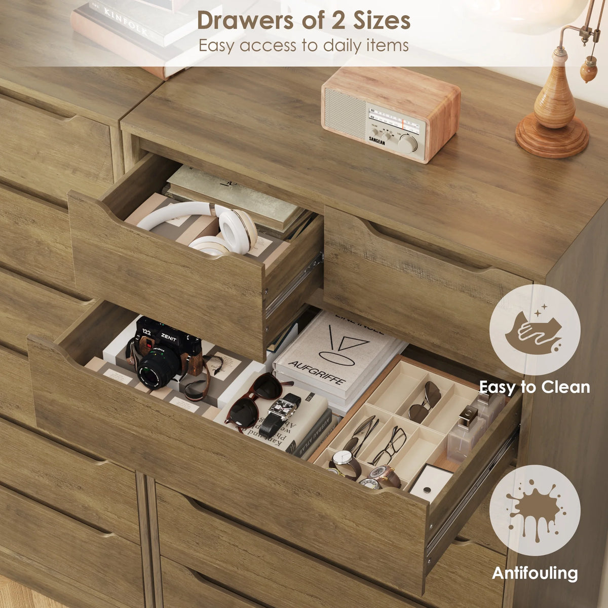 Homfa 7 Drawer White Dresser, 51.3"H Wood Storage Cabinet with Upgraded Stable Base, Vertical Chest for Bedroom Living Room