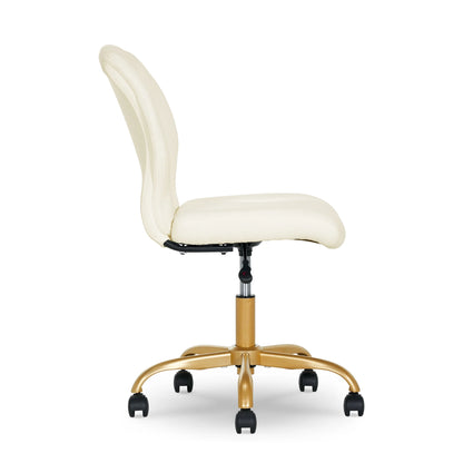 Mainstays Boucl�� Armless Office Chair for Adults and Teens, Cream