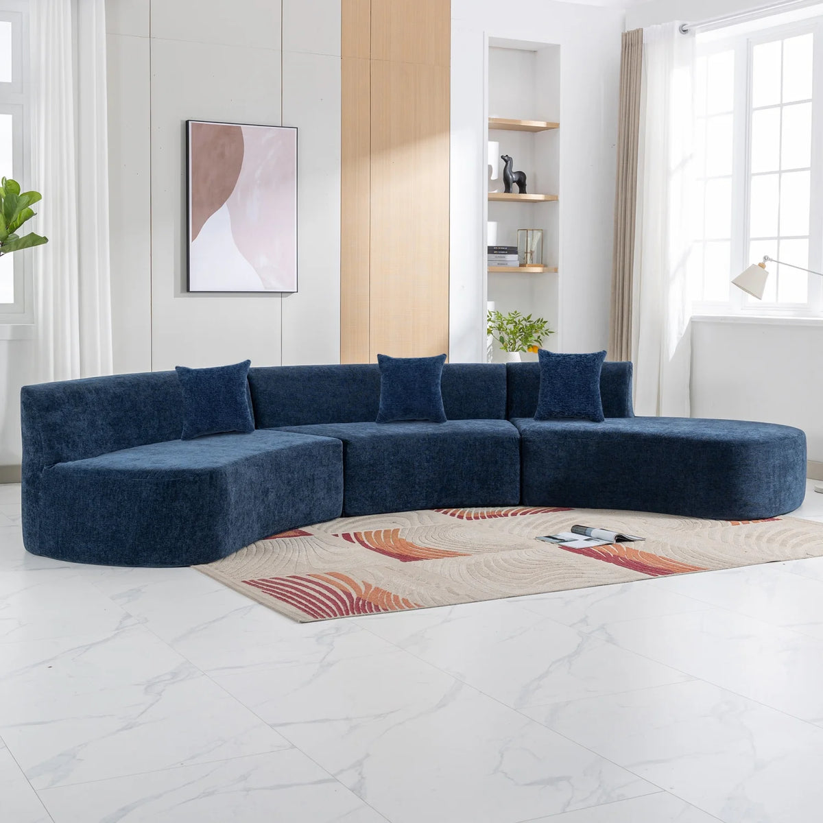 Harper & Bright Designs Modern Curved Floor Sofa Set, Modular Sectional Sponge Couch for Living Room, 2 PC Free Combination No Assembly Foam-Filled Sofa, Beige