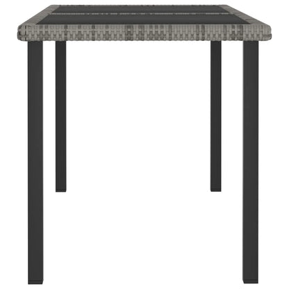 vidaXL Outdoor Dining Table Garden Porch Patio Table with Glass Top PE Rattan