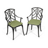 NUU GARDEN 2 PCS Cast Aluminum Dining Chairs ,Outdoor Patio Bistro Chairs Set of 2 ,Stackable Patio Dining Chairs with Armrest,Black with Gold-Painted Edge