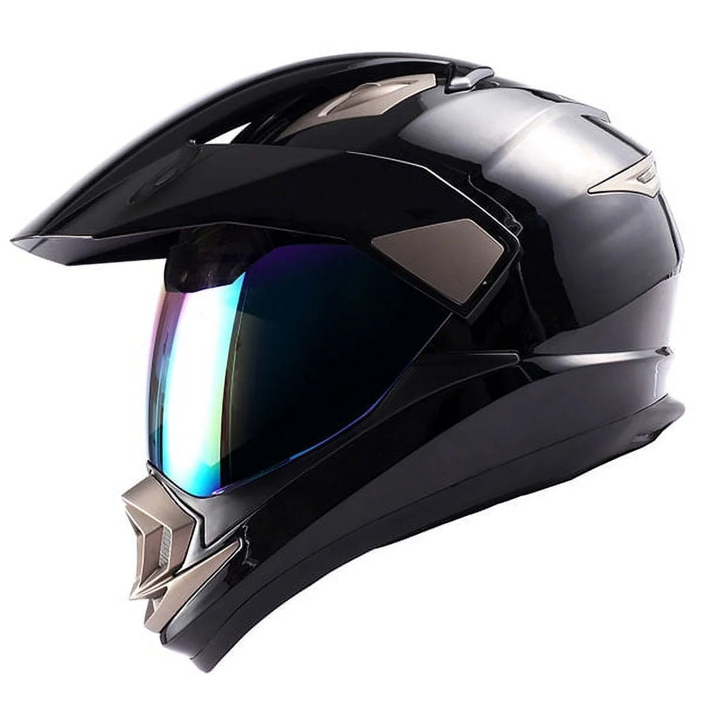 1Storm Dual Sport Helmet Motorcycle HGXP14A Full Face Motocross Off Road Bike + Motorcycle Bluetooth Headset: Matt Black