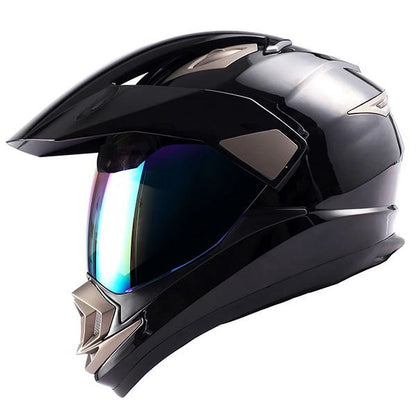 1Storm Dual Sport Helmet Motorcycle HGXP14A Full Face Motocross Off Road Bike + Motorcycle Bluetooth Headset: Matt Black