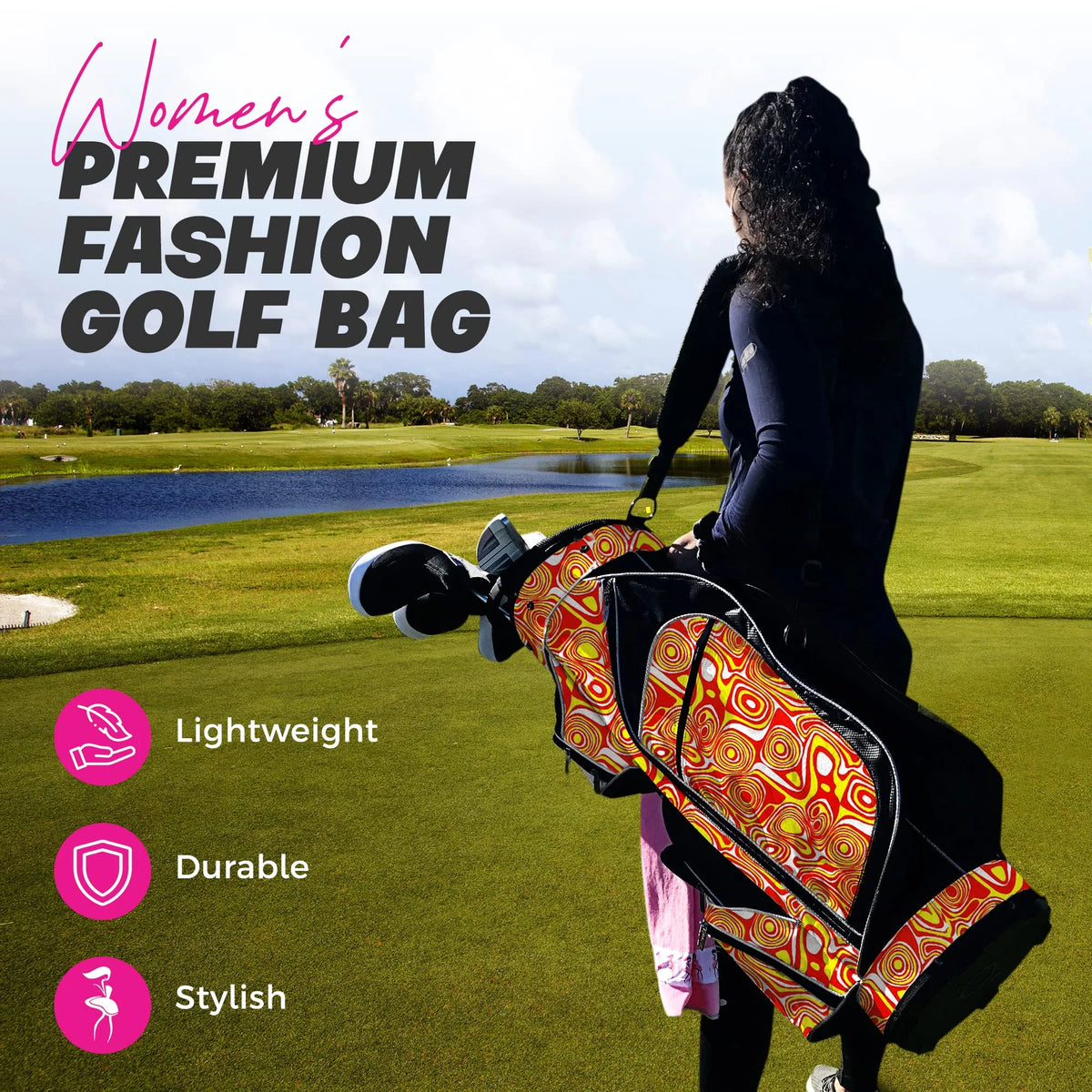 Womens Golf - Taboo Fashions 14 Way Lightweight Ladies Cart Bag (Posh Pink)