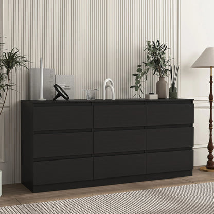 Resenkos Modern Mid Century 6 Drawer Wide Dressers Chests for Bedroom, Chest of Drawer Organizer Grey