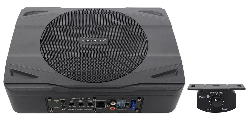 Rockville SS8P 400 Watt Slim Under-Seat Powered Car/Truck Subwoofer Sub+Amp Kit