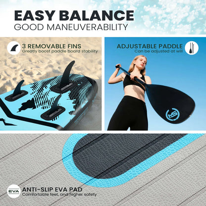 MSEASFREE 11.5 ft Inflatable Paddle Board All-Purpose Fishing Stand up Paddle Board with Full SUP Accessories