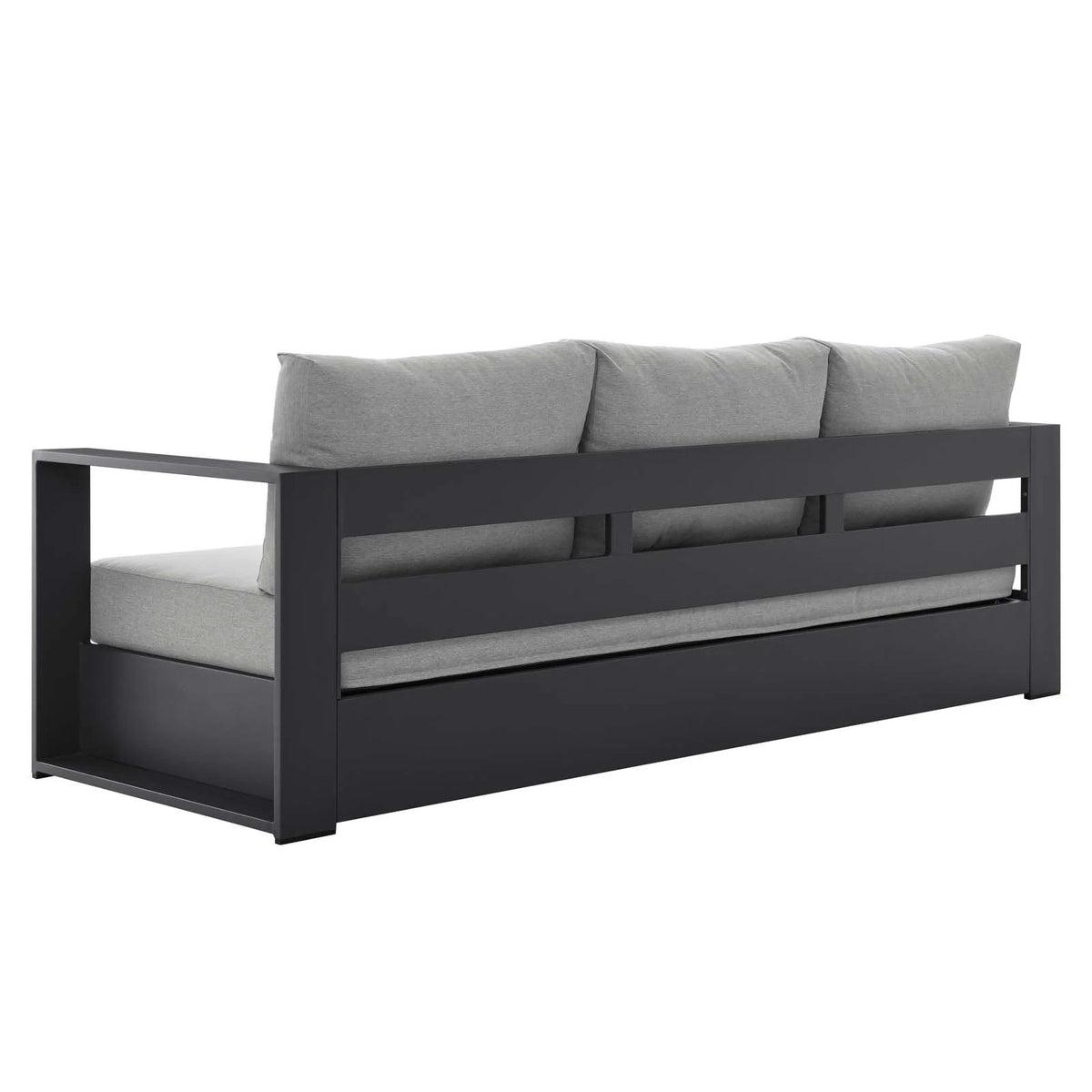 Lounge Sofa Table Set, Grey Gray, Aluminum, Metal, Fabric, Modern Contemporary, Outdoor Patio Balcony Cafe Bistro Garden Furniture Hotel Hospitality