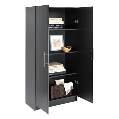 Prepac Adjustable Shelves Cabinet - Functional Tall Garage Table, 16"D x 32"W x 65"H Freestanding Garage Cabinet with 2-Doors, Espresso - EES-3264