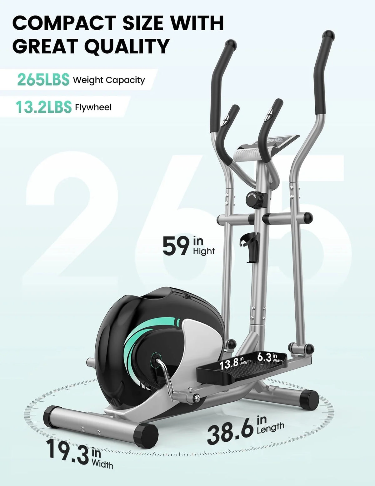 THERUN Elliptical Machines for Home Use, Ultra Quiet Magnetic Elliptical Trainer Exercise Machine, 8 Levels Adjustable Resistance Elliptical Training Machine w/LCD Monitor, Pulse Sensor