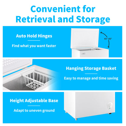 WANAI 3.5 Cu.ft,Chest Freezer,Deep Freezer,Removable Storage Basket Freezer,White