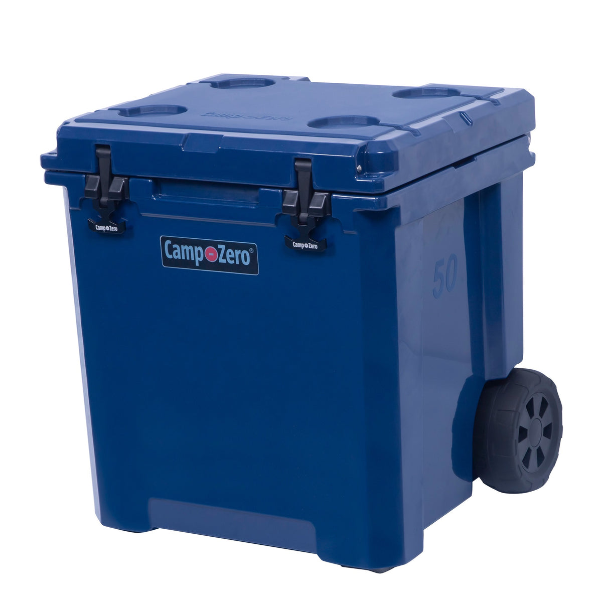 Camp-Zero 50 - 52 Qt. Premium Chest Cooler with Easy-Roll Wheels Navy Blue