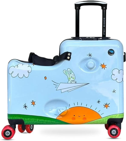 Cegali 2025 Itsy Rider 20" Ride-on Suitcase for Kids with Double Spinner Red Wheels (Green Safari)