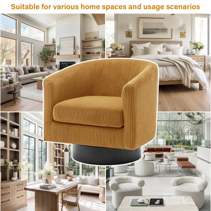 UIXE Swivel Accent Chair, Upholstered Fabric Barrel Chair for Living Room, Small Single Sofa Bedroom Reading Seat, Light Gray
