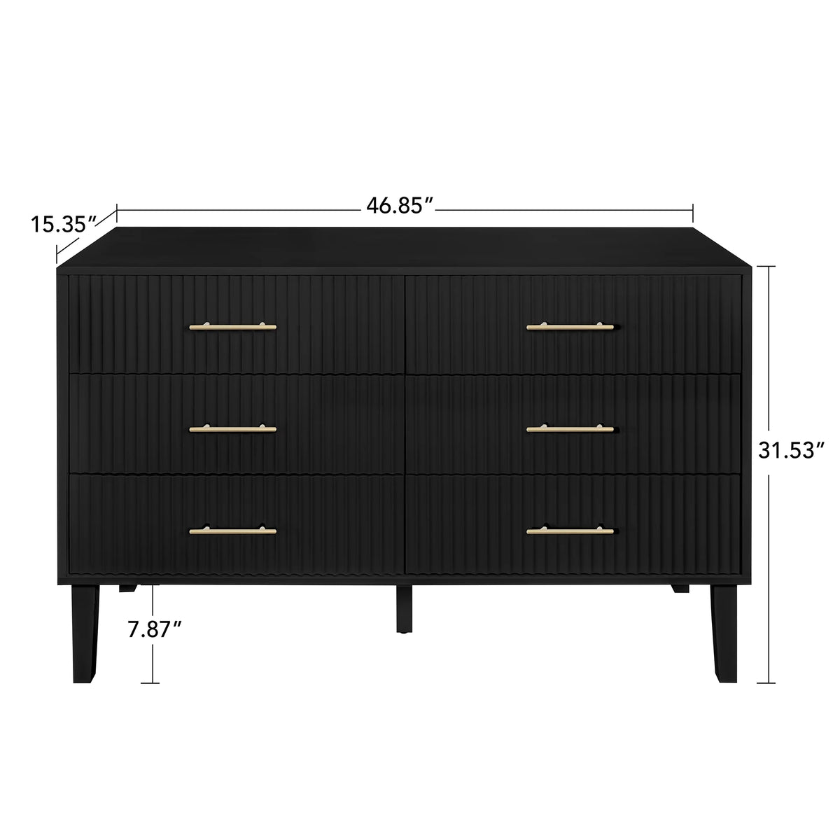Fluted 6 Drawers Dresser, Wide Modern Chest of Drawers, 6 Drawer Double Dresser