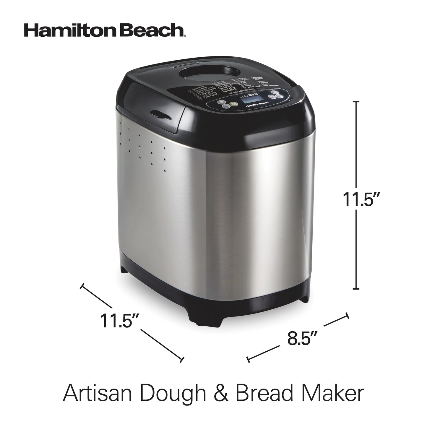 Hamilton Beach 2 lb Bread Maker Machine, Artisan Dough Bread Maker with 14 Settings, Black & Stainless Steel