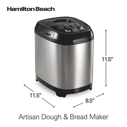 Hamilton Beach 2 lb Bread Maker Machine, Artisan Dough Bread Maker with 14 Settings, Black & Stainless Steel