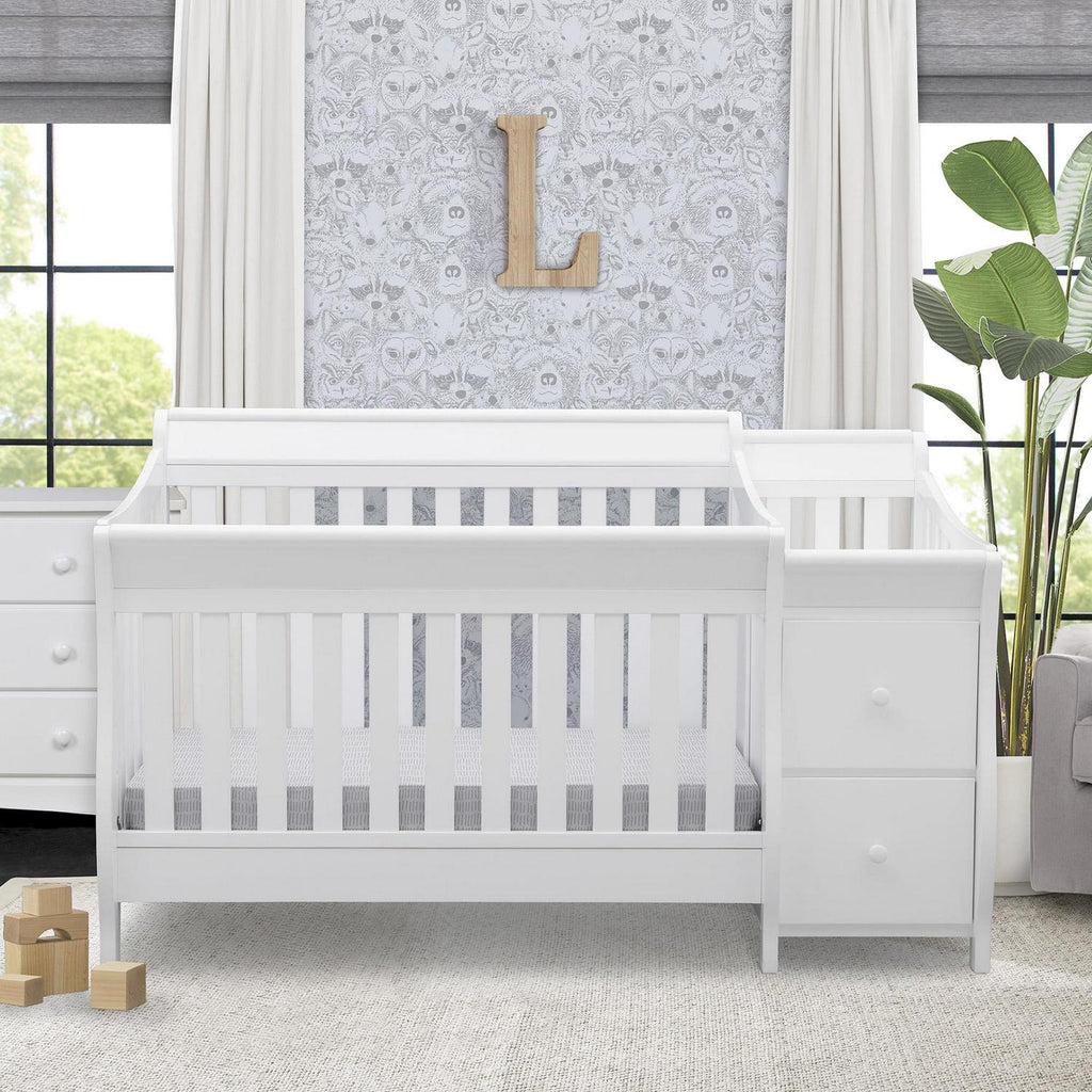 Delta Children Bentley S 4-in-1 Convertible Baby Crib and Changer. White