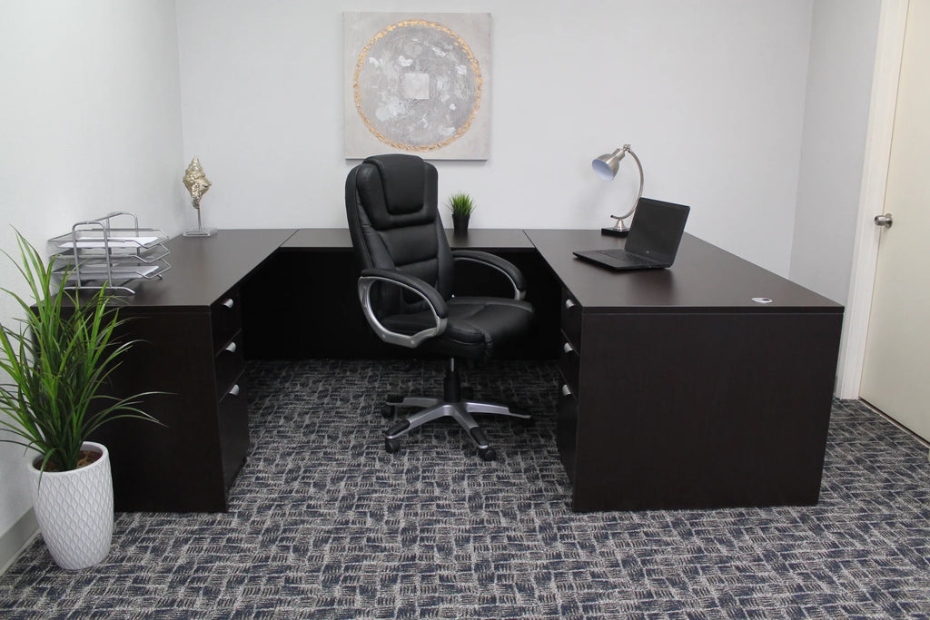 Boss Office Products LeatherPlus Executive Chair with Casters, Black