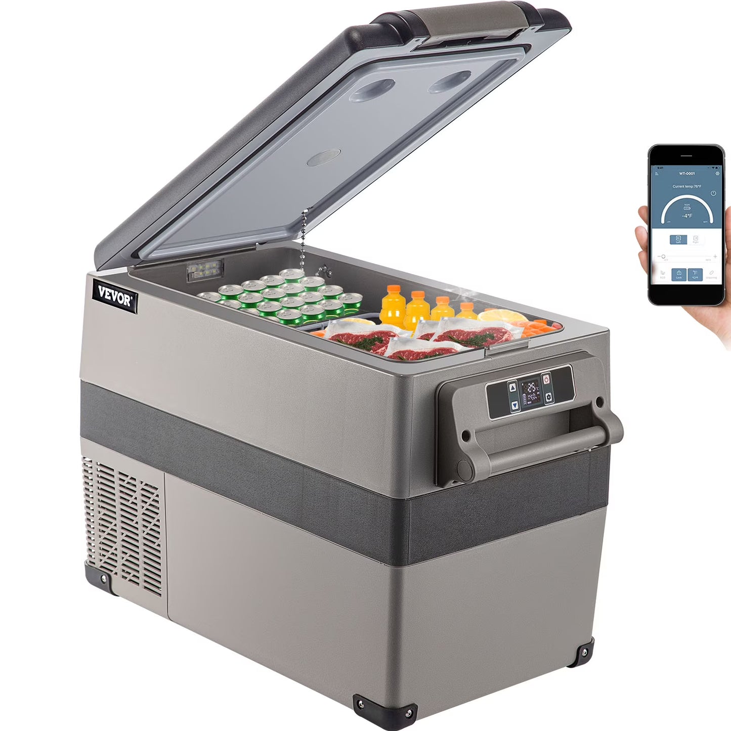 BENTISM 22L Portable Car Refrigerator, 23 Quart RV Fridge, 12/24V DC & 110-240V AC Vehicle Car Truck Boat Mini Electric Cooler for Driving Travel Fishing Outdoor and Home Use