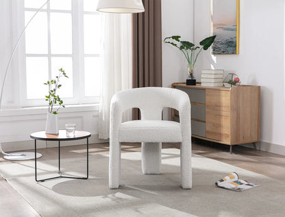 Guyou Modern Sherpa Upholstered Dining Chair, Cute Barrel Side Armchair Kitchen Chair with Armrests and Back for Living Room Dining Room Bedroom, Green