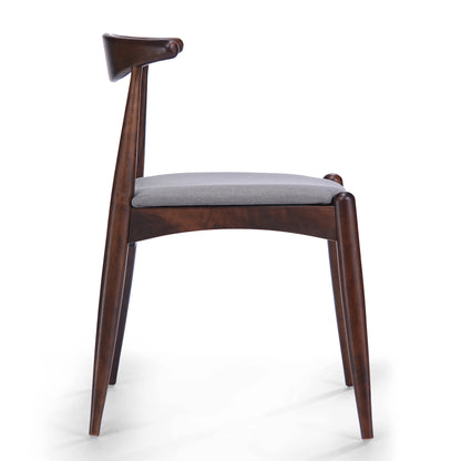 GDF Studio Virgil Mid Century Modern Fabric Upholstered Dining Chairs, Set of 2, Charcoal and Walnut