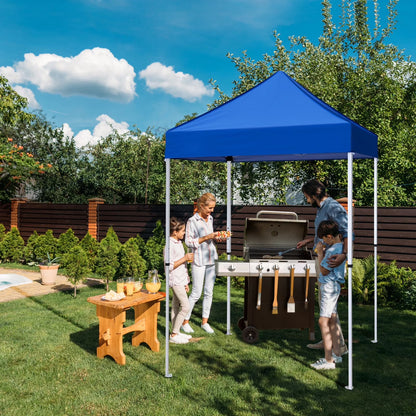 EAGLE PEAK 5x5 Pop Up Canopy Tent Instant Outdoor Canopy Easy Set-up Straight Leg Folding Shelter（Blue）