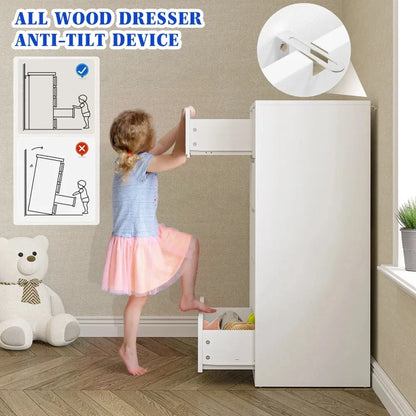 Dresser for Bedroom, Lofka 6 Drawer Dresser, Chest of Drawers Tall White Dresser with Anti-Tripping, Cutout Handles