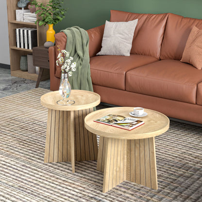 Round Coffee Table, Nesting Coffee Tables Set of 2, Circular Coffee Table
